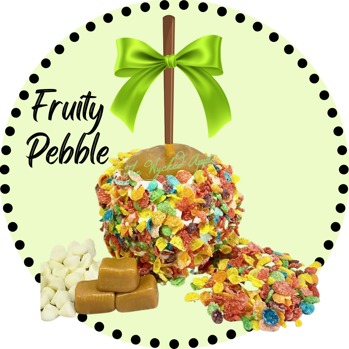 Fruity Pebble Caramel Apple